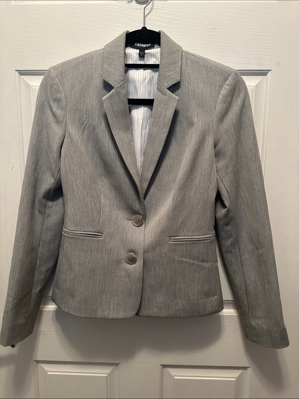 Express Women's Classic Career Gray Two-Button Tailored Blazer Size 0